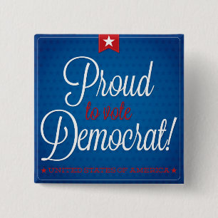 democraat vierkante button 5,1 cm