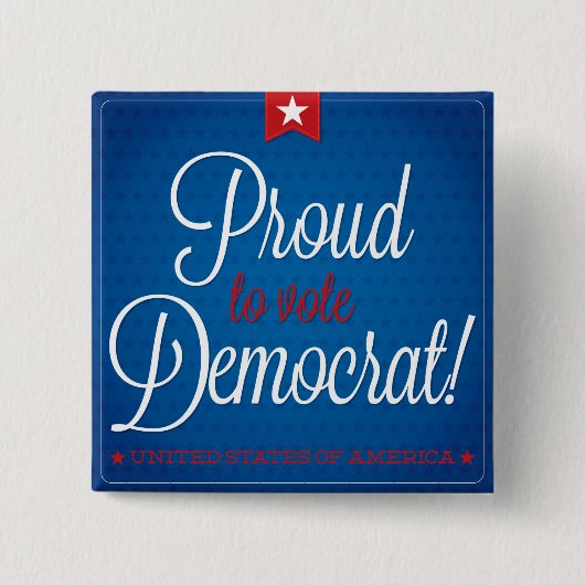 democraat vierkante button 5,1 cm (Voorkant)