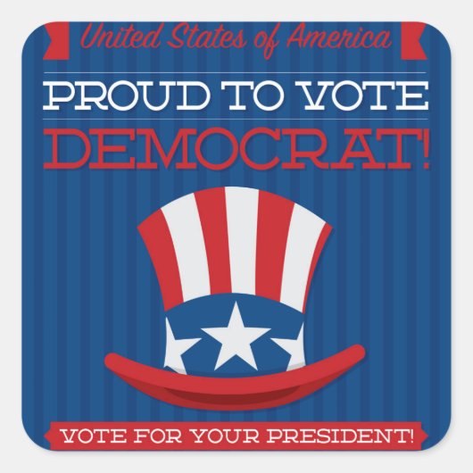 democraat vierkante sticker (Voorkant)
