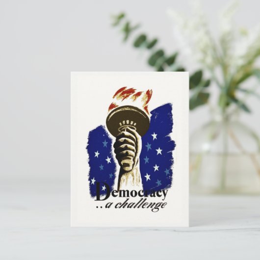 Democracy A Challenge, Poster met Liberty's Torch Briefkaart (Staand voorkant)
