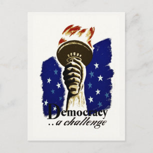 Democracy A Challenge, Poster met Liberty's Torch Briefkaart