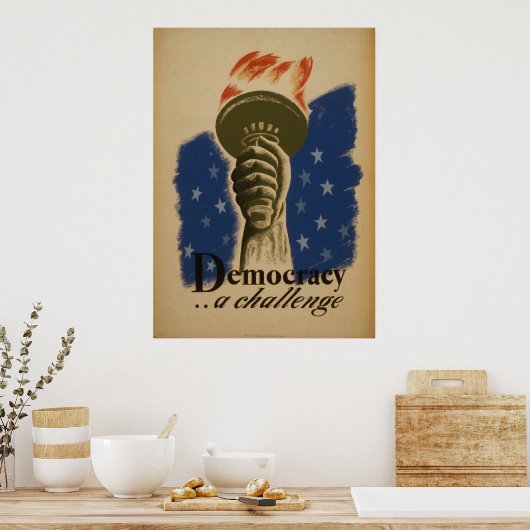 Democracy A Challenge WPA Vintage Poster (Keuken)