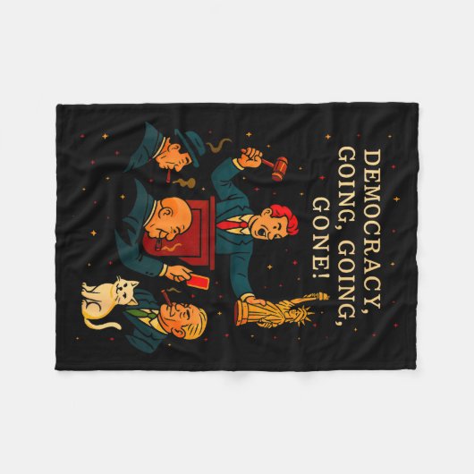 Democracy Auction Gone Funny Litical Satire Gift Fleece Deken (Voorkant (Horizontaal))