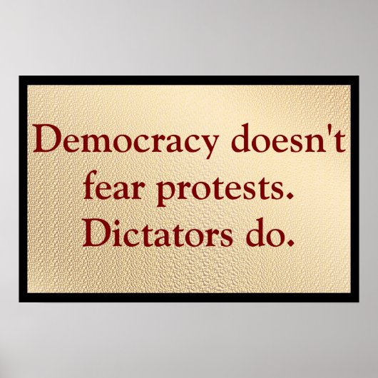 Democracy Doesn't Fear Protests Poster (Voorkant)