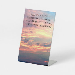 Democracy Freedom Liberty Inspiring Patriotic USA Reclamebord Met Voetstuk