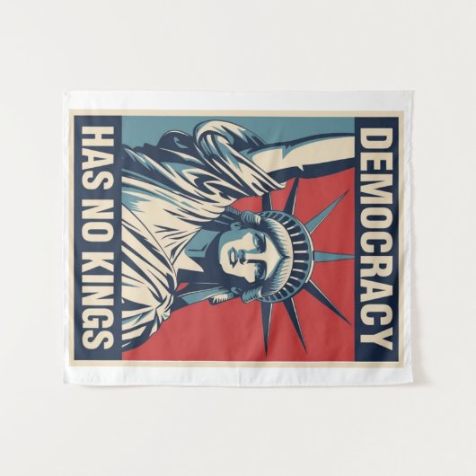 Democracy Has No Kings Protest Sign: Statue of Lib Wandkleed (Voorkant (horizontaal))