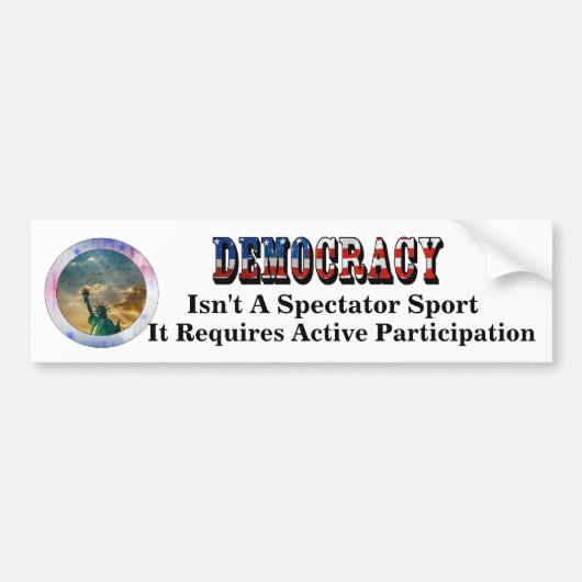 DEMOCRACY is geen speursport Bumpersticker (Voorkant)