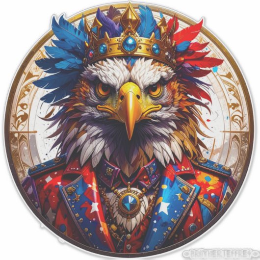 Democracy Is King 002 Custom-Cut Vinyl Sticker (Voorkant)