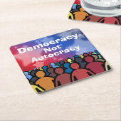 Democracy Not Autocracy Kartonnen Onderzetters (Schuin)