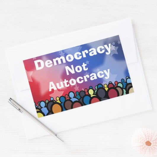 Democracy Not Autocracy Rechthoekige Sticker (Envelop)