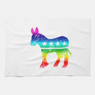 Democrat Originele Ezel Bedrukte Regenboog Theedoek