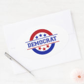 Democrat Stempel Logo Blauw Ovale Sticker (Envelop)
