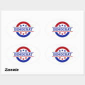 Democrat Stempel Logo Blauw Ovale Sticker (Vel)