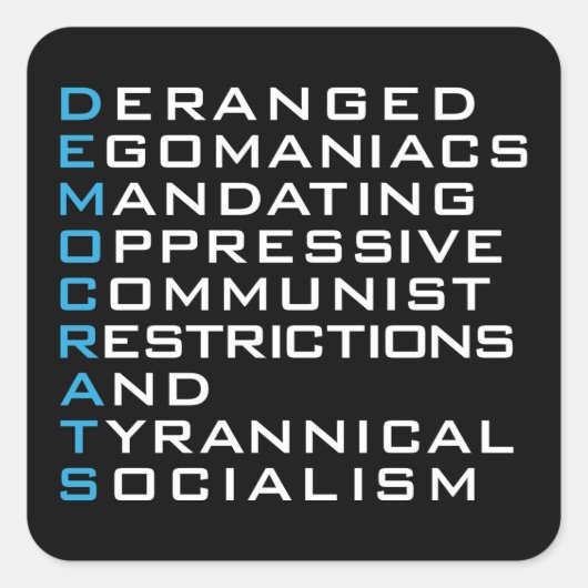 Democraten Acroniem  - Grappige Stickers (Voorkant)