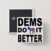 Democraten doen het vierkante button 5,1 cm (Voorkant /achterkant)