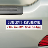 Democraten en republikeinen Twee koppen één slange Bumpersticker (Op auto)