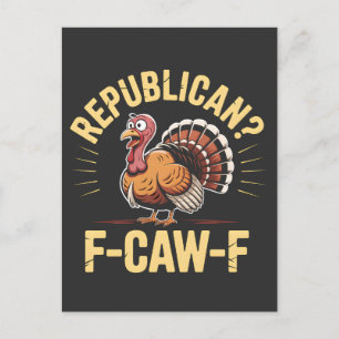 Democraten Grappige Thanksgiving Turkije Cawing F- Aankondigingskaart