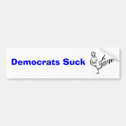 Democraten Suck Rooster Bumpersticker (Voorkant)