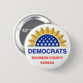 Democraten van Bourbon County, knoop Kansas Ronde Button 5,7 Cm (Voorkant /achterkant)
