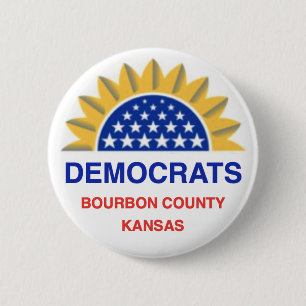 Democraten van Bourbon County, knoop Kansas Ronde Button 5,7 Cm