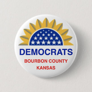 Democraten van Bourbon County, knoop Kansas Ronde Button 5,7 Cm