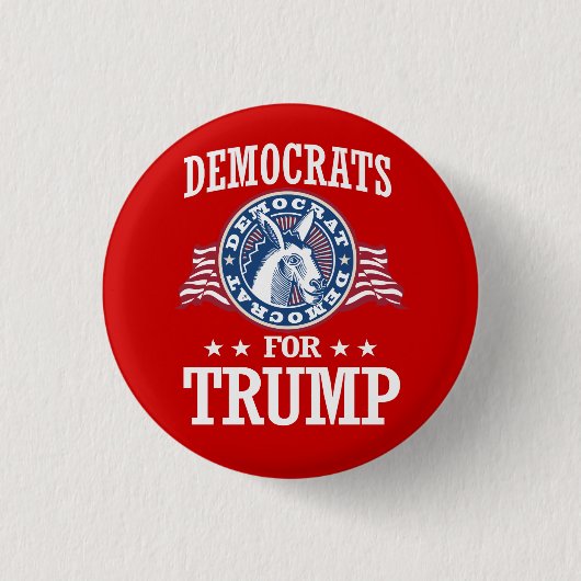 DEMOCRATEN VOOR TRUMP RONDE BUTTON 3,2 CM (Voorkant)