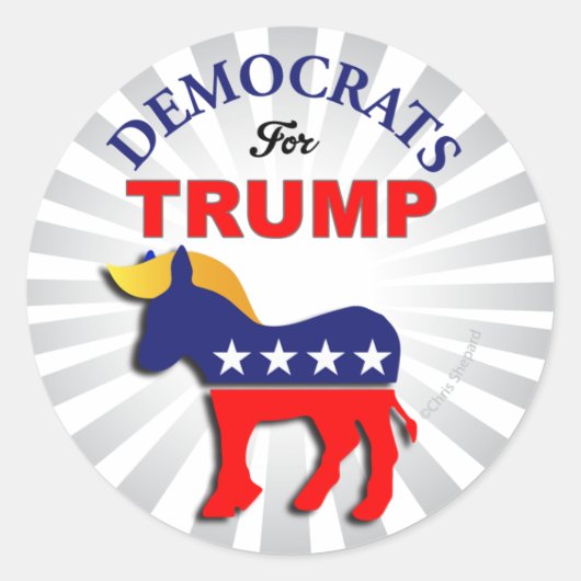 DEMOCRATEN VOOR TRUMP!! Trumpocrats! Switch Party! Ronde Sticker (Voorkant)
