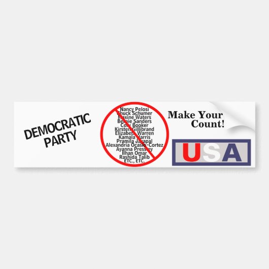Democraten VS Bumpersticker (Voorkant)