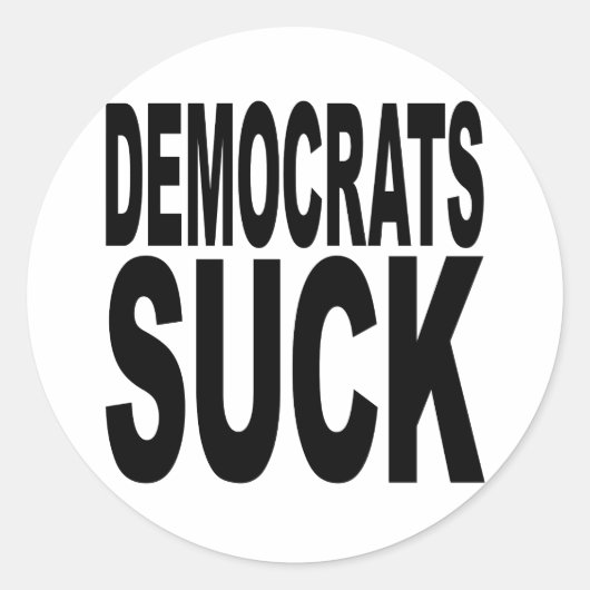 Democraten zijn slecht ronde sticker (Voorkant)