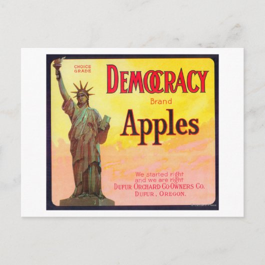 Democratie Apple Crate LabelDufur, OF Briefkaart (Voorkant)