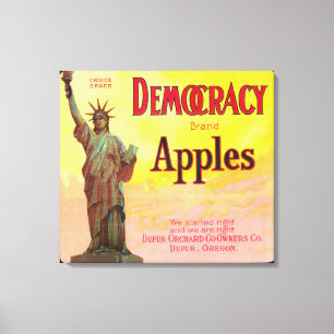 Democratie Apple Crate LabelDufur, OF Canvas Afdruk