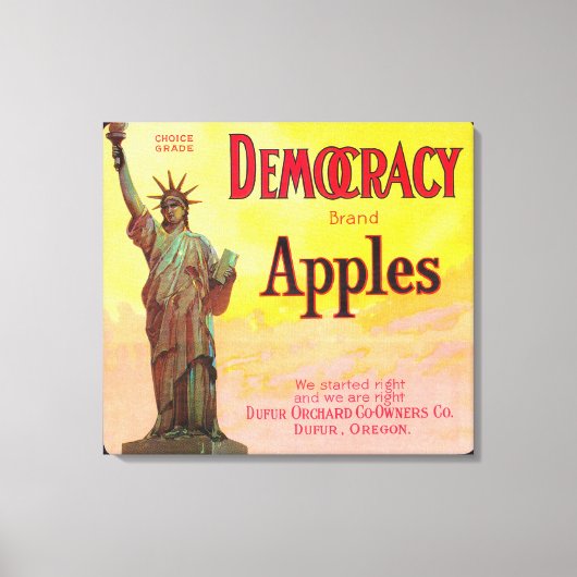 Democratie Apple Crate LabelDufur, OF Canvas Afdruk (Voorkant)