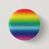 Democratie blauw tekst regenboog gradiënt lgbt tro ronde button 3,2 cm (Voorkant)