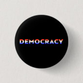 Democratie gradiënt rood wit blauw patriottisch zw ronde button 3,2 cm (Voorkant)