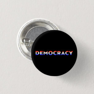 Democratie gradiënt rood wit blauw patriottisch zw ronde button 3,2 cm
