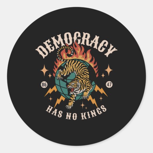 Democratie heeft geen koning 8647 anti-Trump Ameri Ronde Sticker (Voorkant)