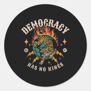 Democratie heeft geen koning 8647 anti-Trump Ameri Ronde Sticker