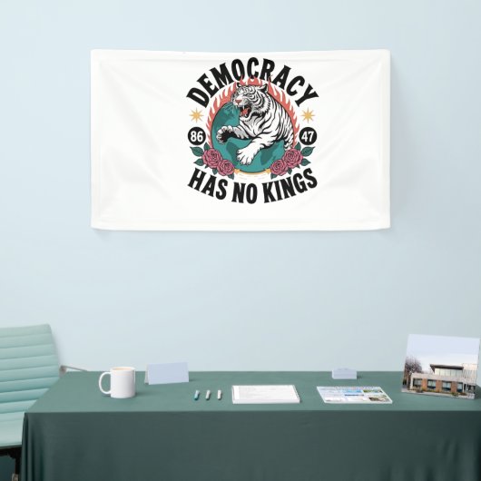 Democratie heeft geen koningen 86 47 Tijger Spandoek (Beurs)