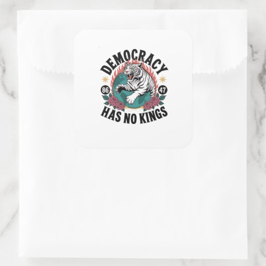 Democratie Heeft Geen Koningen 86 47 Tijger Vierkante Sticker (Tas)