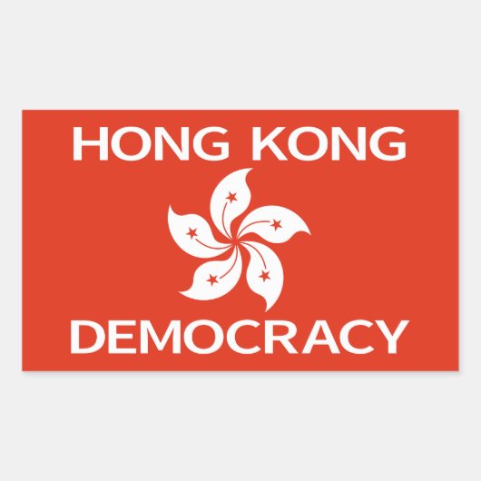 Democratie Hong Kong Orchidee Vlag Rechthoekige Sticker (Voorkant)