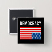 Democratie in nood vierkante button 5,1 cm (Voorkant /achterkant)