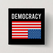 Democratie in nood vierkante button 5,1 cm (Voorkant)