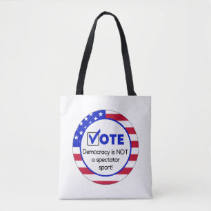 Democratie is geen toeschouwerssport! tote bag