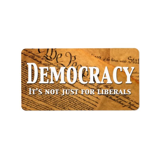 Democratie is niet alleen voor liberalen etiket (Voorkant)