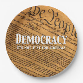 Democratie is niet alleen voor liberalen papieren bordje
