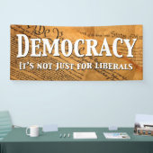 Democratie is niet alleen voor liberalen spandoek (Beurs)