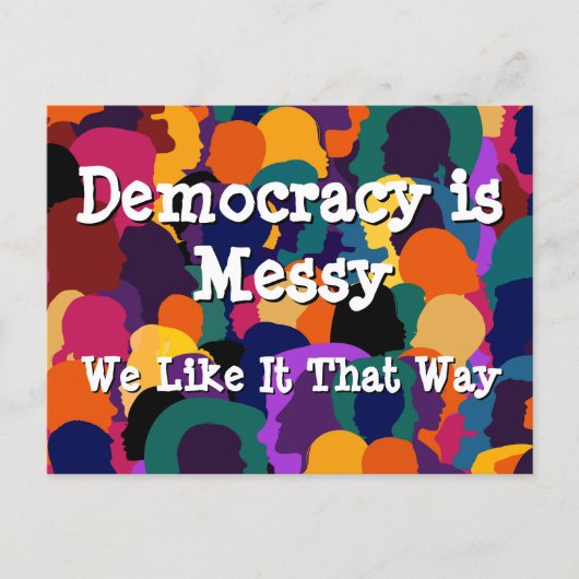 Democratie is rommelig  briefkaart (Voorkant)