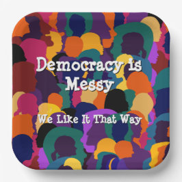 Democratie is rommelig papieren bordje