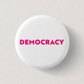 Democratie moderne typografie hot roze en wit ronde button 3,2 cm (Voorkant)