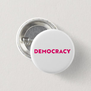 Democratie moderne typografie hot roze en wit ronde button 3,2 cm